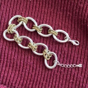 Anne Klein bracelet. Silver and gold color, 8-9in.
